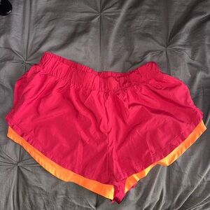 Stylish Red and Orange Women's Athletic Shorts